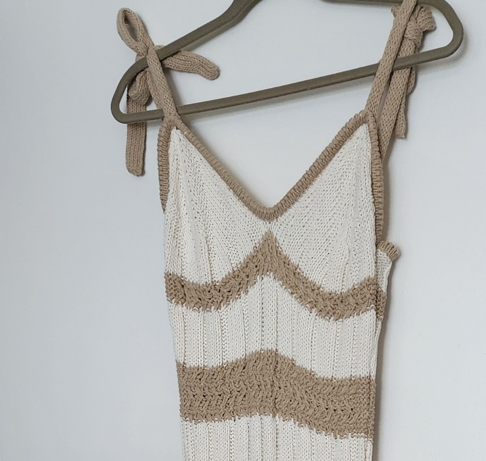 Ramy Brook Cream and Tan Knit Dress